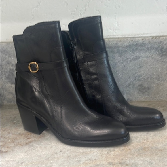 NWT Sam Edelman Simon’s Stacked Heel Leather Ankle Boots - Picture 1 of 6